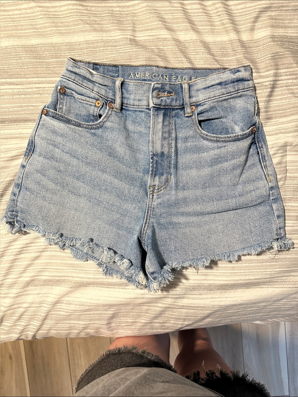 American Eagle Outfitters Light Blue Denim Highest Rise 90’s Boyfriend Shorts